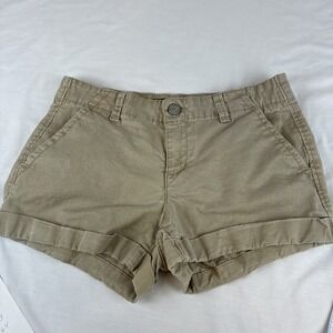 Aeropostale Midi Khaki Chino shorty Shorts Womens 4 Tan Cuffed Cotton Blend Twil